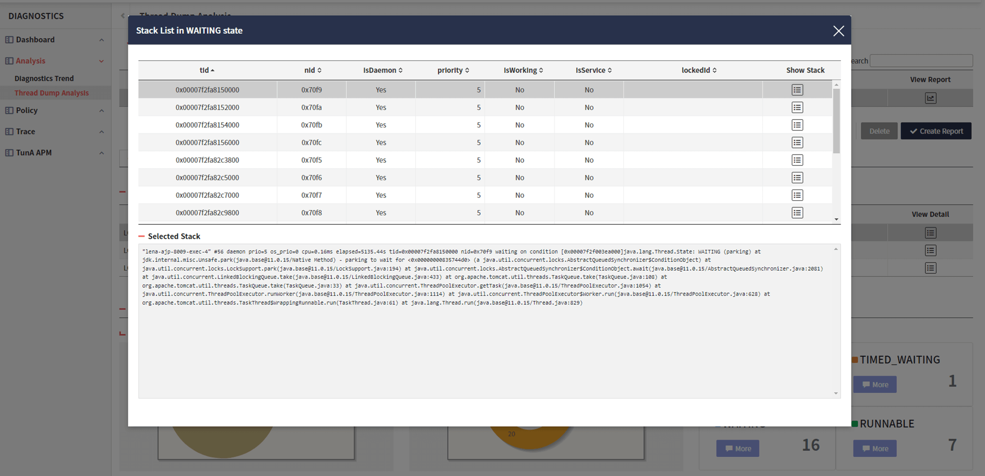 diagnostics dump dumpDetailInfo