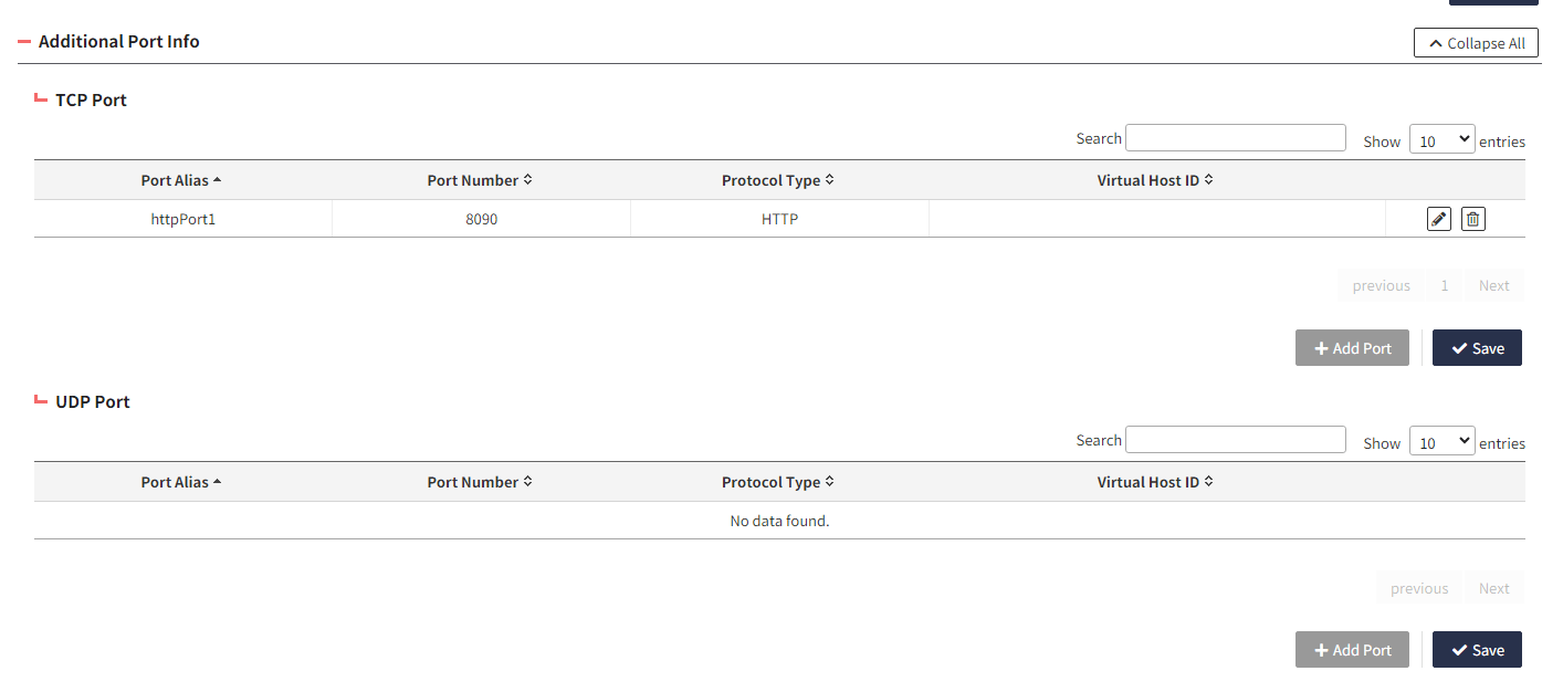 server 5 general portInfo